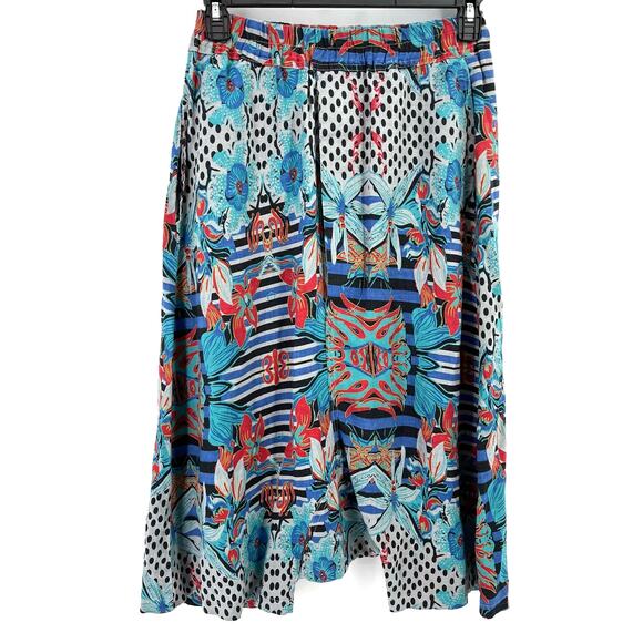 Floral Linen Pull On True Harem Pants Womens Size Medium With Pockets - Picture 1 of 4